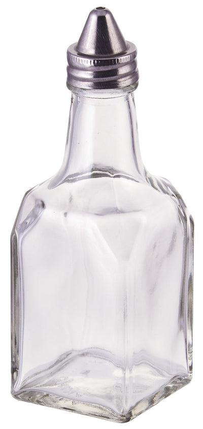 Winco G-104 6 Oz Oil and Vinegar Cruet Glass Condiment Dispenser