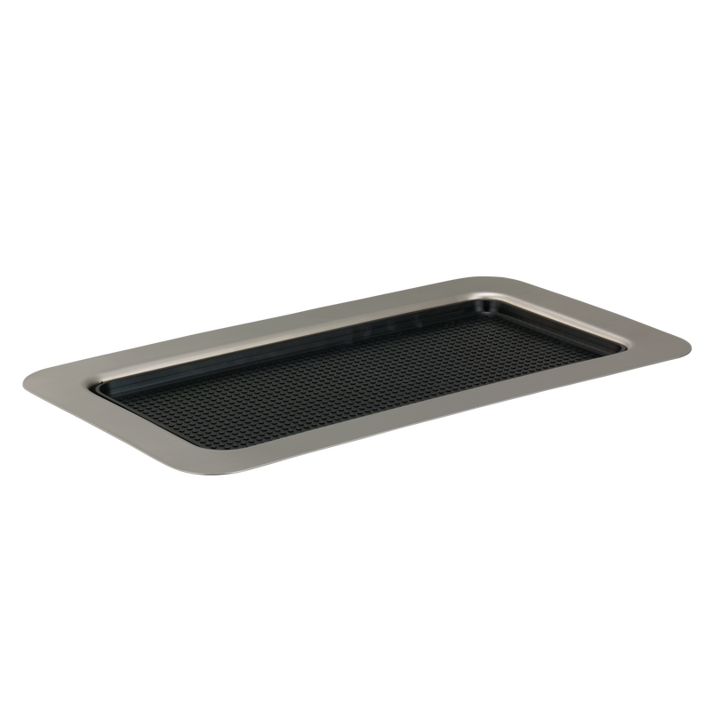 Non-Slip Removable Insert 13 in. x 7 in. Cocktail Serving Tray in Brushed Stainless