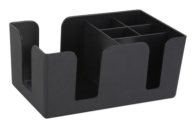 Winco BC-6 6-Compartment Plastic Bar Caddy - NSF Approved BPA Free Black Bar Garnish Organizer