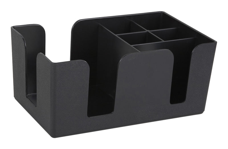 Winco BC-6 6-Compartment Plastic Bar Caddy - NSF Approved BPA Free Black Bar Garnish Organizer