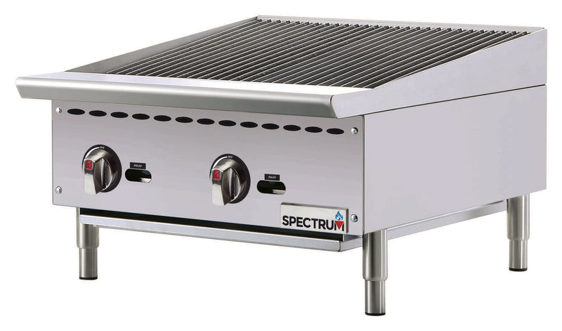 Winco NGCB-24R 24 Inch Charbroiler Gas Countertop 2 Burners 70000 BTU