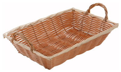 Winco PWBN-12B 12 Inch Rectangular Woven Basket - Natural Polypropylene with Handles Bread Service