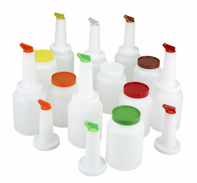 Winco PPB-1MX 1 Quart Liquor and Juice Multi Pour Set NSF Assorted Spouts