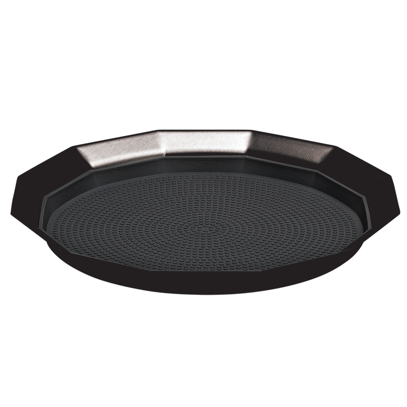12-Sided 11 in. Small Non-Slip Serving Tray in Black Onyx
