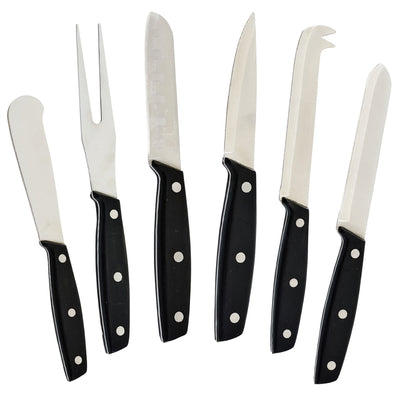 Winco KCS-6 Knife Set 6 Inch Blades with POM Handles Stainless Steel