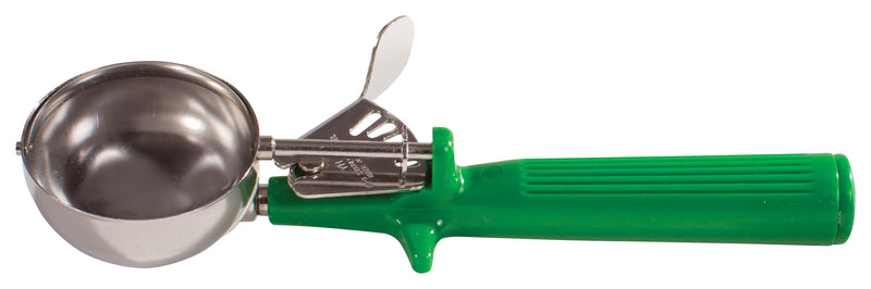 Winco ICOP-12 2-2/3 Oz. Disher Round Bowl Stainless Steel Green Easy Release