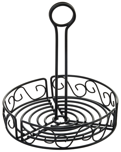 Winco WBKH-7R 7-1/2 Inch Diameter Round Condiment Caddy Wire Black