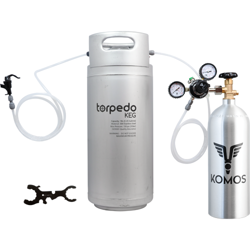 5 Gallon Homebrew Kegging Kit | Ball Lock Keg | Torpedo Keg | Premium Dual Gauge Regulator | Easy Push Connect Fittings