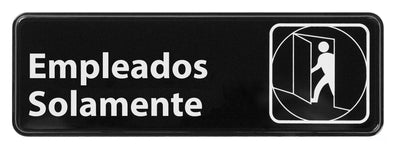 Winco SGN-361 9 Inch Sign Compliance Employees Only in Spanish Plastic Black