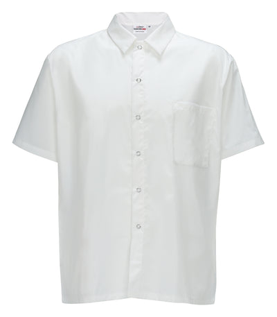 Winco UNF-1WL Cook's Shirt Large White Poly-Cotton Short Sleeved with Pocket