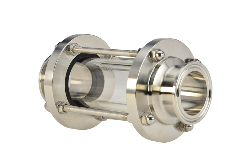 6" Clamp-End In-Line Sight Glass - Polycarbonate - EPDM (54BMP) - T316L Stainless Steel - Wayland Industries - W654BMP-E-6-LX
