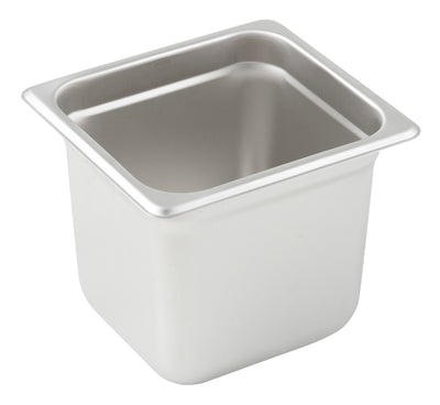 Winco SPJP-606 6-7/8 Inch Stainless Steel Steam Table Pan 23 Gauge with Anti-Jamming
