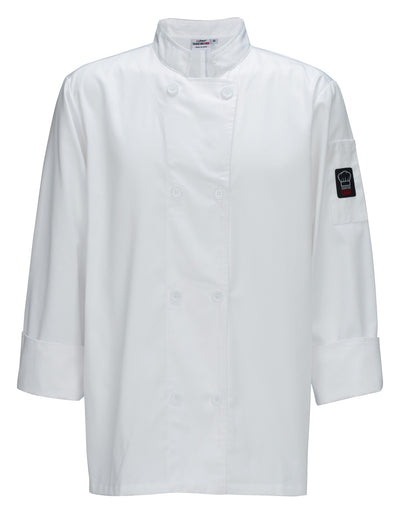 Winco UNF-6W4XL White Tapered Fit Double Breasted Chef Coat Poly-Cotton