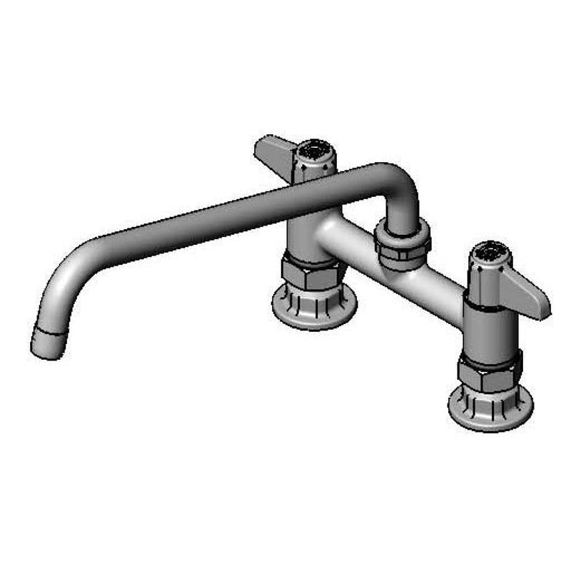 T&S Brass 5F-6DLS12 Equip Deck Mount Faucet - 12" Nozzle & Supply Kit