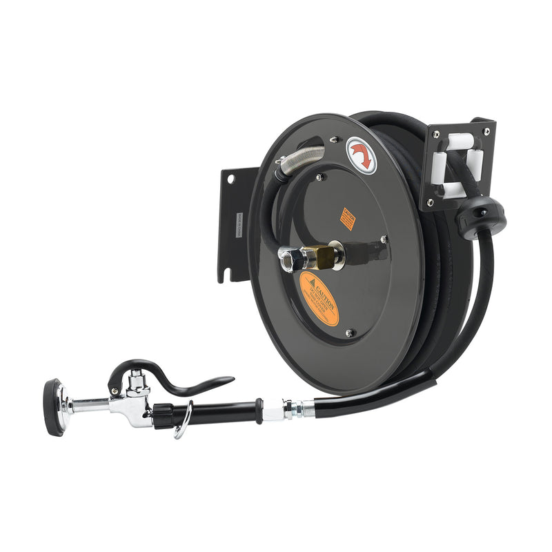 T&S Brass 5HR-242-01-A Coated Open Hose Reel - Spray Valve & Adapter