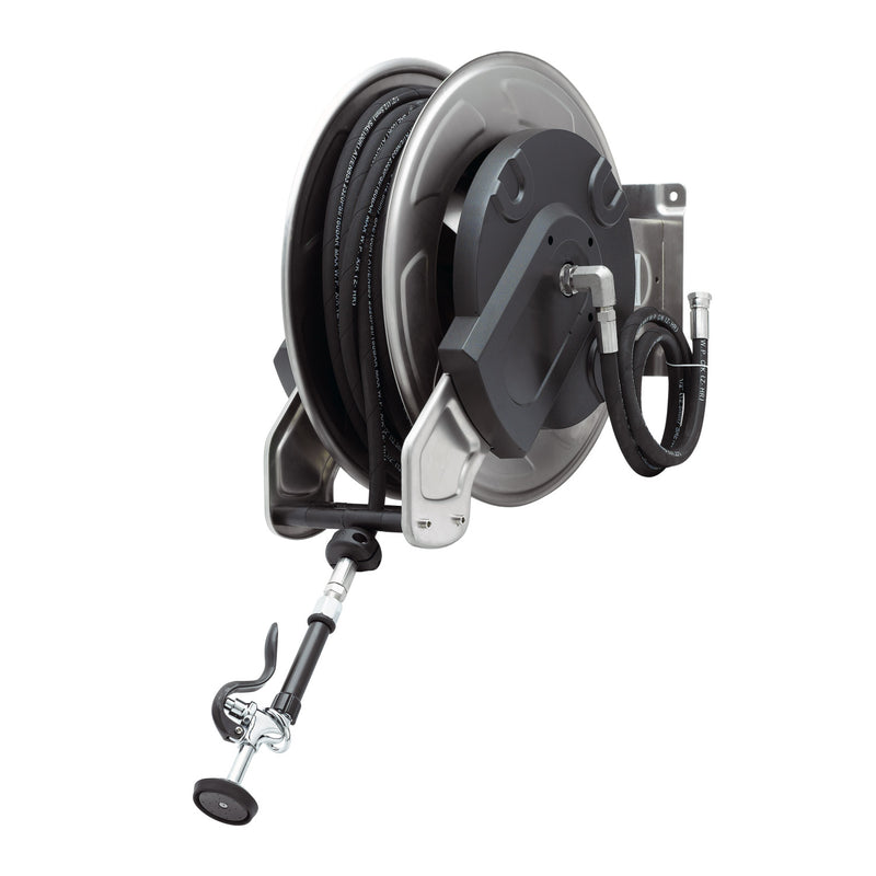 T&S Brass 5HR-351-01 SS Open Hose Reel - 65' Hose & High-Flow Valve