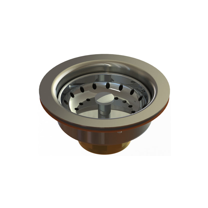 Duo Basket Drain for 3-1/2" Sink Opening, SS Strainer with Rubber Stopper