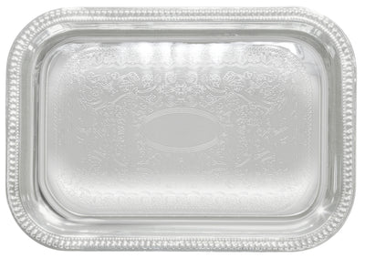 Winco CMT-2014 20 Inch Serving Tray Chrome Plated Gadroon Edge Rectangular