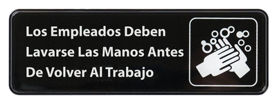 Winco SGN-360 9 Inch Hand Washing Sign with Symbol Plastic Black