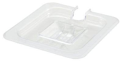Winco SP7600C 1/6 Size Slotted Food Pan Cover with Handle Polycarbonate Clear