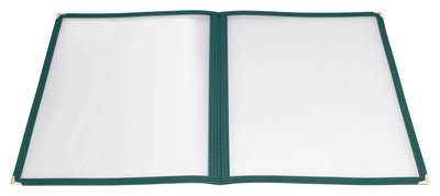 Winco PMCD-9G 9-3/8 Inch Menu Cover Green Plastic Double Fold with Stitched Edging
