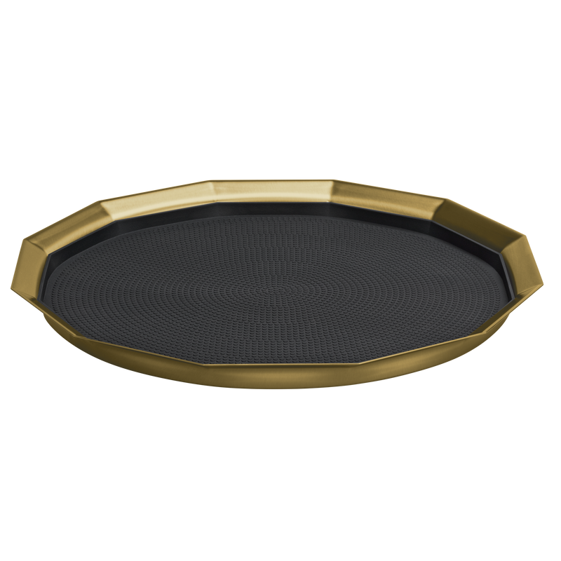12-Sided 16 in. Large Non-Slip Serving Tray in Vintage Gold