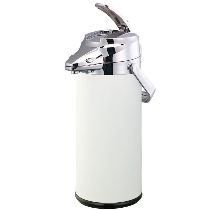 Signa-Air 2.2-Liter Stainless Vacuum Insulated Airpot with Lever Pump Lid in White and Chrome