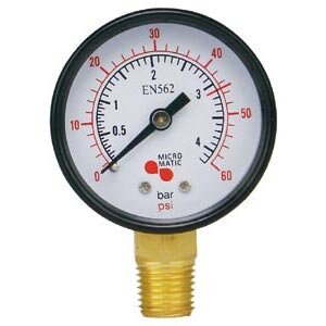 Micro Matic 624 Replacement Pressure Gauge - 0-60 PSI, Right-Hand Thread