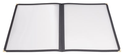 Winco PMCD-9K 9-3/8 Inch Menu Cover Double Fold Black Plastic with Edging