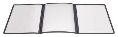 Winco PMCT-9K Overall 9-1/2 Inch x 12-1/8 Inch Menu Cover Plastic Triple Fold