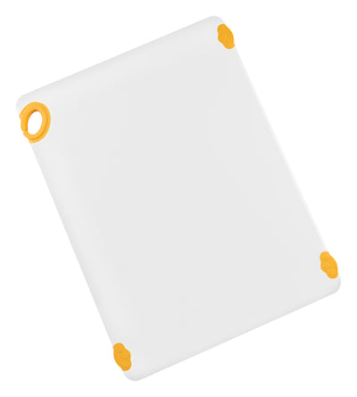 Winco CBN-1824YL 18 Inch STATIKBoard Yellow Cutting Board with rubber grip hook
