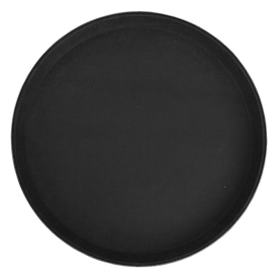 Winco TFG-16K 16 Inch Round Non-Skid Serving Tray Fiberglass Black Surface