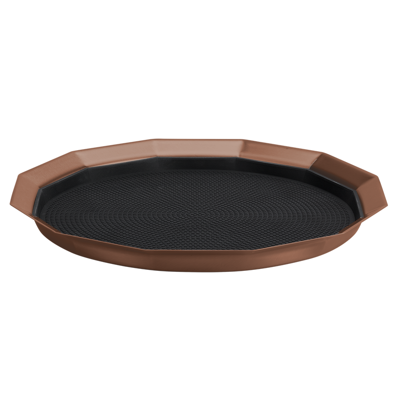 12-Sided 14 in. Medium Non-Slip Serving Tray in Rose Gold