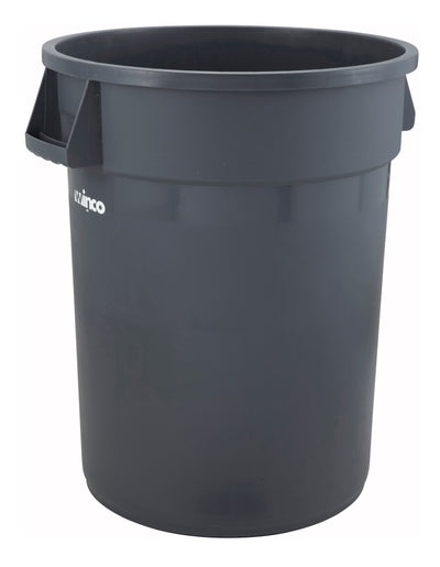 Winco PTC-44G 44 Gallon Heavy Duty Trash Can Round HDPE Gray with Large Design