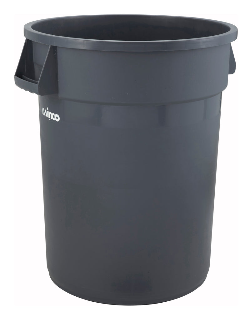 Winco PTC-44G 44 Gallon Heavy Duty Trash Can Round HDPE Gray with Large Design