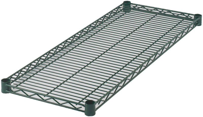 Winco VEX-1436 36 Inch Epoxy Coated Wire Shelf Green with Sleeve Clips