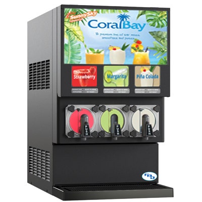 FBD 773 3-Flavor Frozen Carbonated Beverage Dispenser, Air-Cooled, Commercial Frozen Drink & Slushie Machine, 5,160 oz/hr