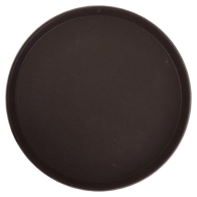 Winco TRH-16 16 Inch Diameter Round Rubber Lined Plastic Serving Tray Brown