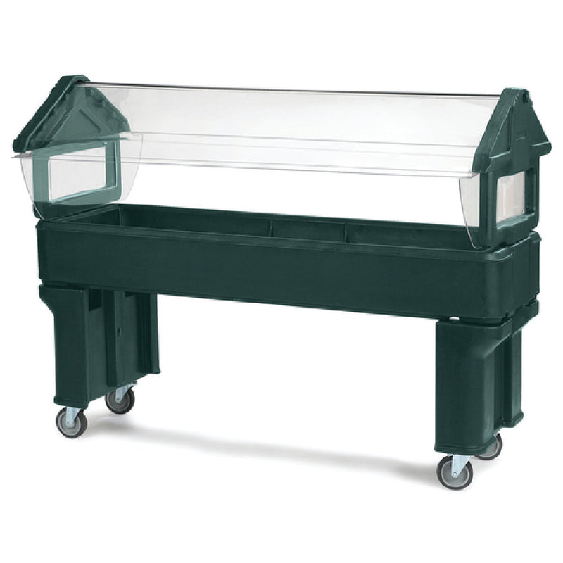 Carlisle 660608 72-1/8 Inch Portable Food Bar Ice Cooled Polyethylene Green with Sneeze Guard