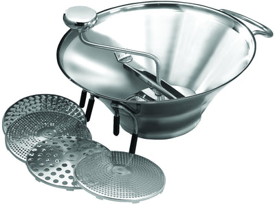 Winco SVM-12 5 Quart Food Mill with 5 Interchangeable Cutting Plates Stainless Steel