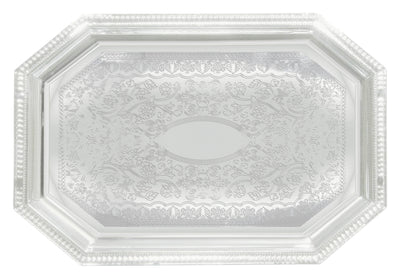 Winco CMT-1420 14 Inch Serving Tray Octagonal Gadroon Edge Chrome Plated