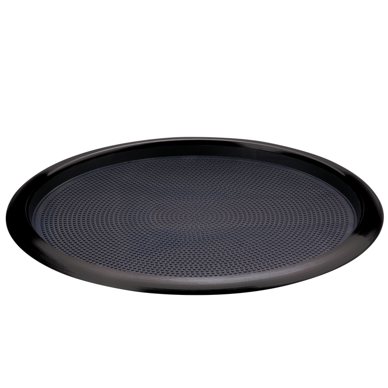 Non-Slip Removable Insert 16 in. Large Round Serving Tray in Black Onyx