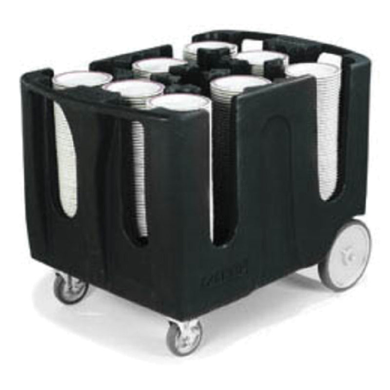 Carlisle ADD603 43 Inch Dish Dolly Poker Chip Design with 6 Adjustable Dividers Plastic Black