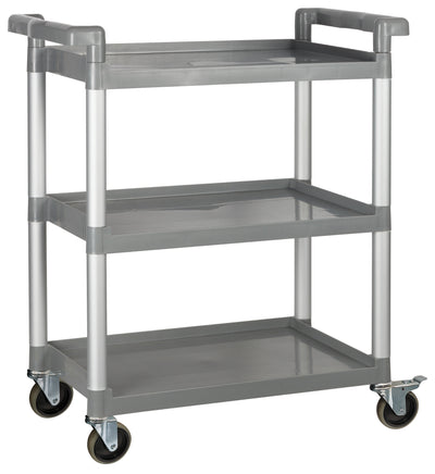 Winco UC-2415G 32 Inch Utility Cart 3-tier Plastic Gray with 330 lb Capacity