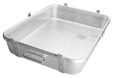 Winco ALRP-1824L 24 Inch Double Roast Pan Heavy-Duty Aluminum with Straps and Lugs