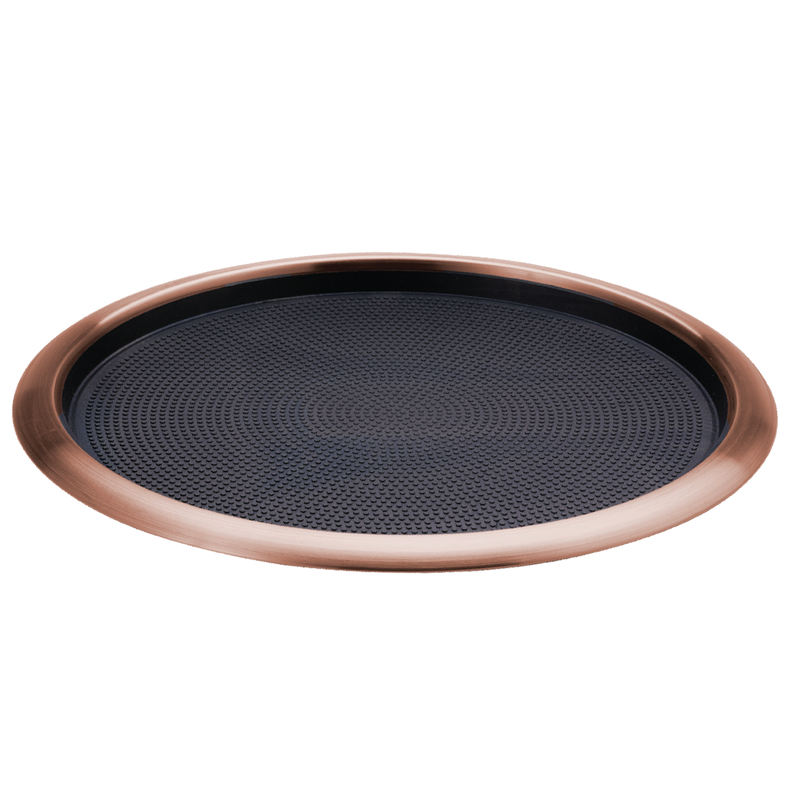 Non-Slip Removable Insert 16 in. Large Round Serving Tray in Rose Gold