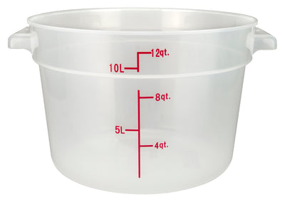 Winco PTRC-12 12 Quart Round Food Storage Container - Translucent Polypropylene Built-in Handles