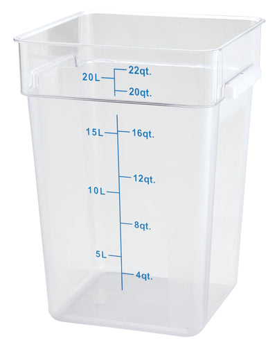 Winco PCSC-22C 22 Quart Storage Container Square Clear Polycarbonate with Handles