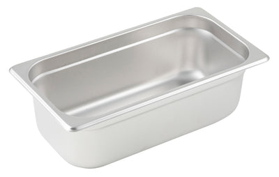 Winco SPJP-304 12-3/4 Inch 1/3 Size Steam Table Pan 23 Gauge Anti-jamming Stainless Steel