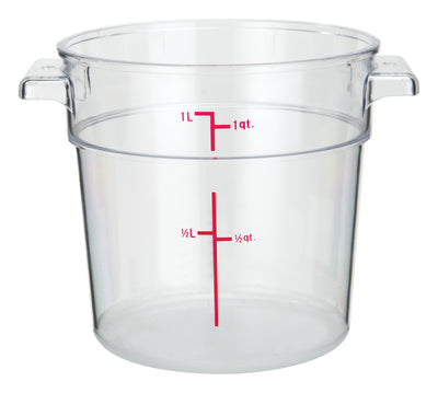 Winco PCRC-1 1 Quart Round Food Storage Container Polycarbonate Clear